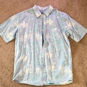 George Light Blue Palm Print Casual Shirt